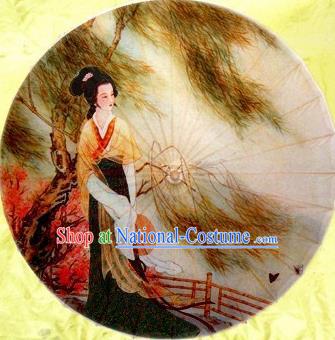 Chinese Handmade Printing Ancient Willow Beauty Oil Paper Umbrella Traditional Decoration Umbrellas