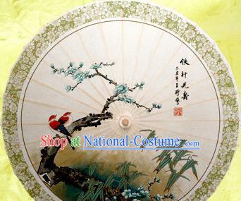 Chinese Handmade Printing Plum Bird Oil Paper Umbrella Traditional Decoration Umbrellas