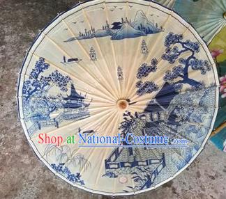 Chinese Handmade Ink Painting Oil Paper Umbrella Traditional Decoration Umbrellas