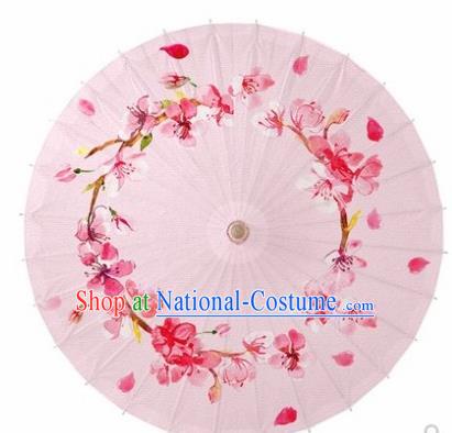 Chinese Classical Dance Printing Peach Handmade Pink Paper Umbrella Traditional Decoration Umbrellas