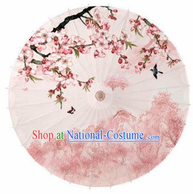 Chinese Classical Dance Printing Peach Handmade Paper Umbrella Traditional Decoration Umbrellas