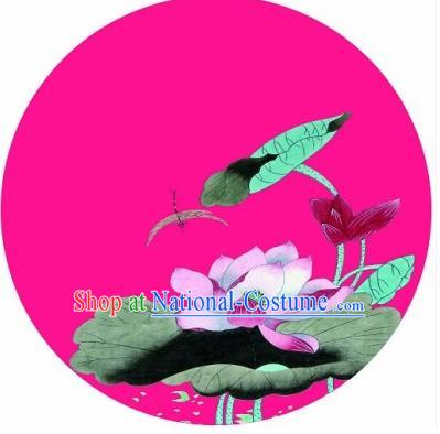 Chinese Classical Dance Printing Lotus Handmade Rosy Paper Umbrella Traditional Decoration Umbrellas