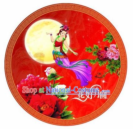 Chinese Classical Dance Printing Moon Goddess Handmade Red Paper Umbrella Traditional Decoration Umbrellas