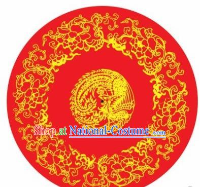 Chinese Classical Dance Printing Phoenix Handmade Red Paper Umbrella Traditional Decoration Umbrellas