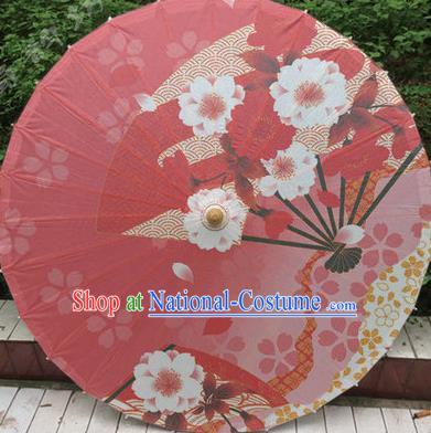 Japanese Handmade Printing Sakura Fan Pink Oil Paper Umbrella Traditional Decoration Umbrellas