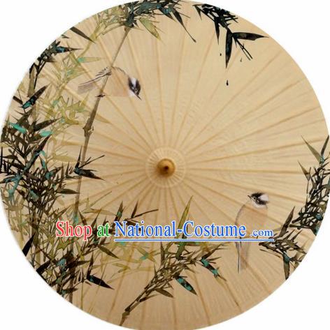 Chinese Classical Dance Ink Painting Bamboo Birds Handmade Paper Umbrella Traditional Decoration Umbrellas