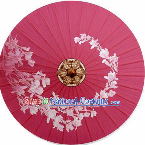 Chinese Classical Dance Ink Painting Jasminum Handmade Rosy Paper Umbrella Traditional Decoration Umbrellas