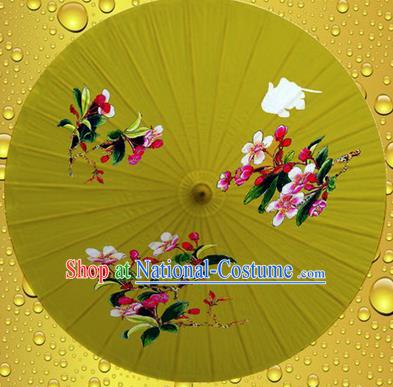 Chinese Classical Dance Handmade Printing Flowers Paper Umbrella Traditional Decoration Umbrellas