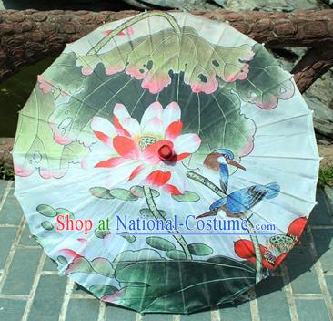 Handmade Chinese Classical Dance Printing Lotus Leaf Paper Umbrella Traditional Cosplay Decoration Umbrellas