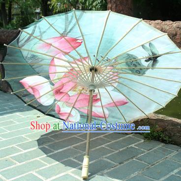 Handmade Chinese Classical Dance Printing Lotus Dragonfly Paper Umbrella Traditional Cosplay Decoration Umbrellas