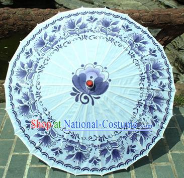 Handmade Chinese Classical Dance Printing White Paper Umbrella Traditional Cosplay Decoration Umbrellas