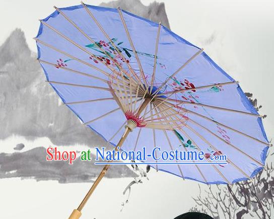 Handmade Chinese Classical Dance Printing Plum Purple Silk Umbrella Traditional Cosplay Decoration Umbrellas