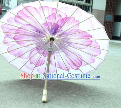 Handmade Chinese Classical Dance Printing Purple Peony Silk Umbrella Traditional Cosplay Decoration Umbrellas