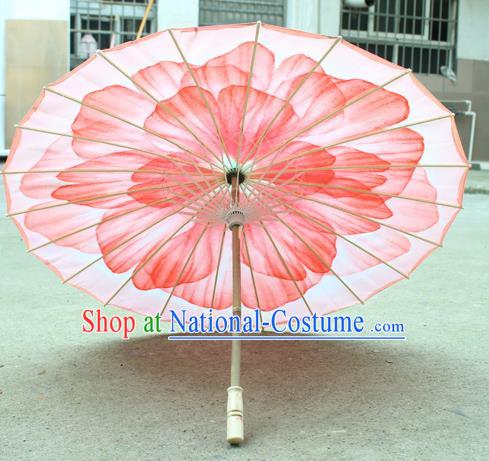 Handmade Chinese Classical Dance Printing Red Peony Silk Umbrella Traditional Cosplay Decoration Umbrellas