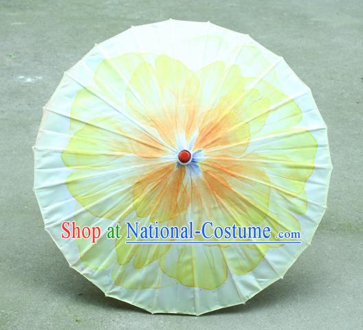 Handmade Chinese Classical Dance Printing Yellow Peony Silk Umbrella Traditional Cosplay Decoration Umbrellas