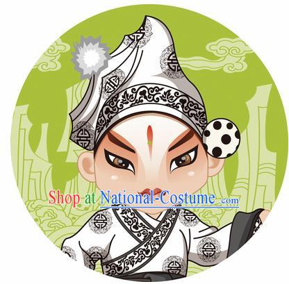 Handmade Chinese Classical Dance Printing Peking Opera Takefu Green Silk Umbrella Traditional Cosplay Decoration Umbrellas