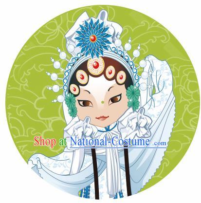 Handmade Chinese Classical Dance Printing Peking Opera Bai Suzhen Green Silk Umbrella Traditional Cosplay Decoration Umbrellas