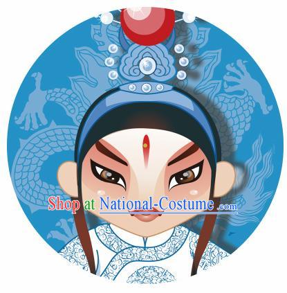 Handmade Chinese Classical Dance Printing Peking Opera Niche Blue Silk Umbrella Traditional Cosplay Decoration Umbrellas