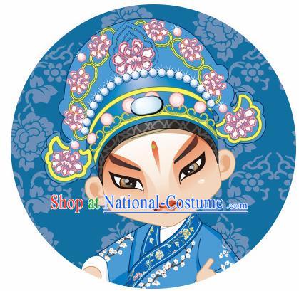 Handmade Chinese Classical Dance Printing Peking Opera Niche Blue Silk Umbrella Traditional Cosplay Decoration Umbrellas