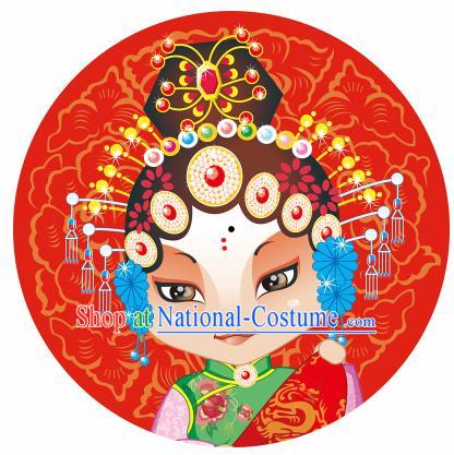 Handmade Chinese Classical Dance Printing Peking Opera Maidservants Red Silk Umbrella Traditional Cosplay Decoration Umbrellas