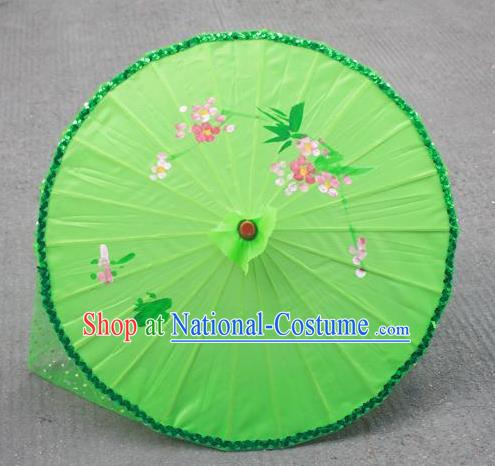 Handmade Chinese Green Veil Silk Umbrella Traditional Classical Dance Decoration Umbrellas