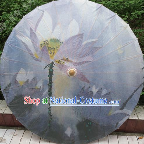 Chinese Classical Dance Handmade Printing Lotus Paper Umbrella Traditional Decoration Umbrellas