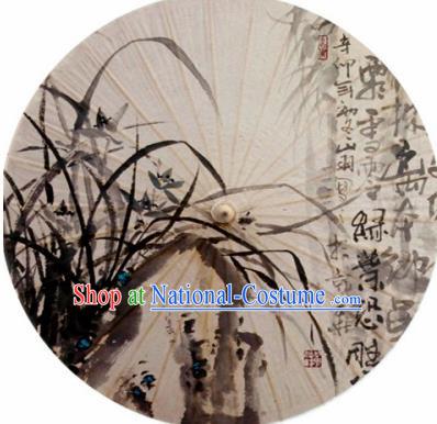 Chinese Classical Dance Handmade Ink Painting Orchid Paper Umbrella Traditional Decoration Umbrellas