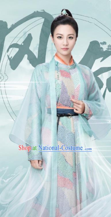 Ancient Chinese Female Swordsman Feng Ling Hanfu Dress Drama Heroine Costumes for Women