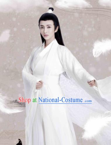 Ancient Chinese Crown Prince White Hanfu Clothing Drama Jia Feng Xu Huang Swordsman Ye Qingge Costumes for Men