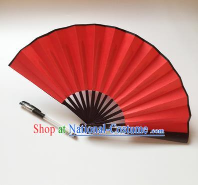 Chinese Handmade Red Silk Fans Accordion Fan Traditional Decoration Folding Fan