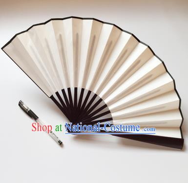 Chinese Handmade White Silk Fans Accordion Fan Traditional Decoration Folding Fan