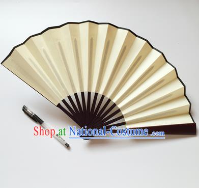 Chinese Handmade Beige Silk Fans Accordion Fan Traditional Decoration Folding Fan