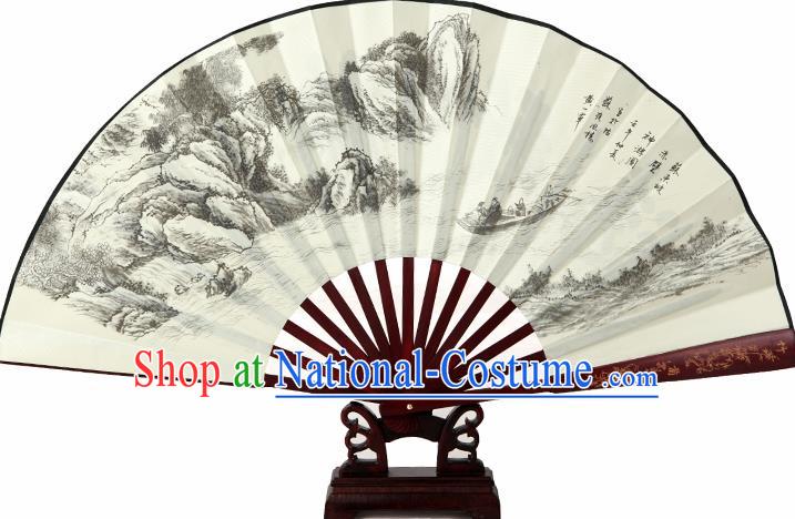 Chinese Handmade Painting Red Cliff Fans Accordion Fan Traditional Decoration Folding Fan