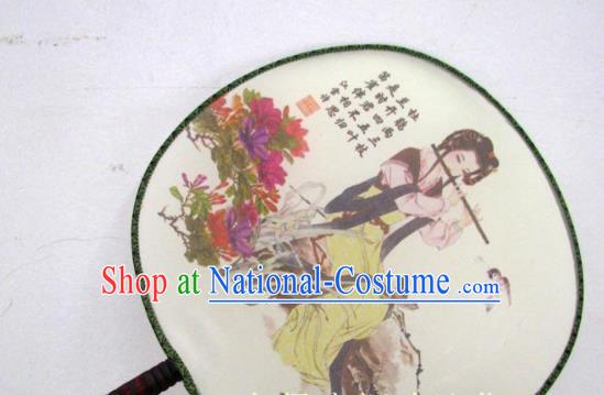 Handmade Chinese Classical Painting Silk Round Fan Traditional Hanfu Palace Fans