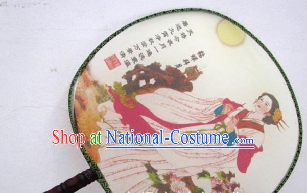 Handmade Chinese Classical Painting Lady Diau Charn Silk Round Fan Traditional Hanfu Palace Fans