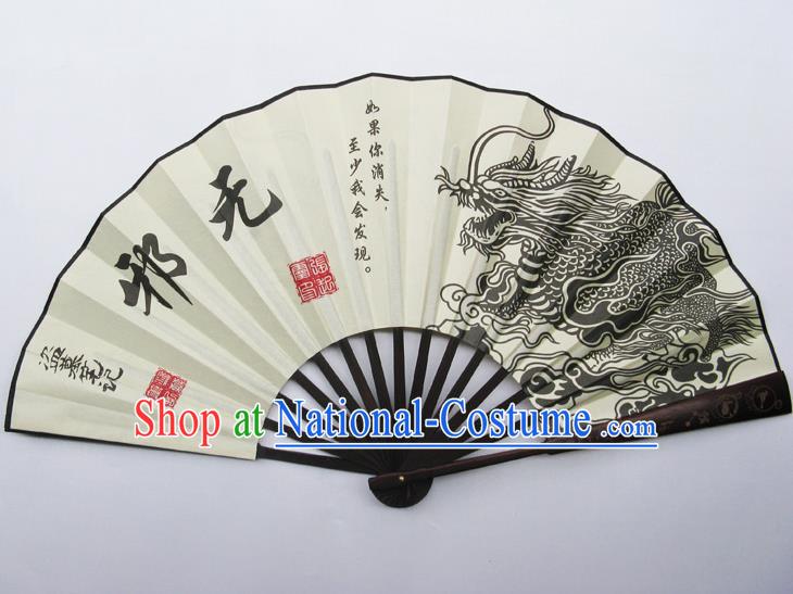 Chinese Handmade Painting Dragon Wu Xie Fans Accordion Fan Traditional Decoration Folding Fan