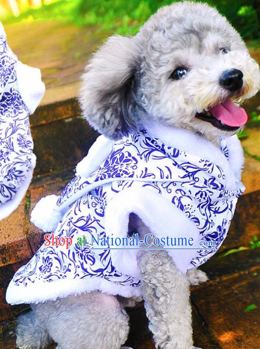 Traditional Asian Chinese Pets Clothing Dog Winter White Costumes for New Year