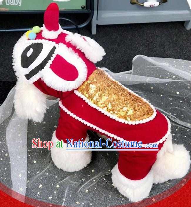 Traditional Asian Chinese Pets Clothing Dog Winter Golden Sequins Costumes for New Year