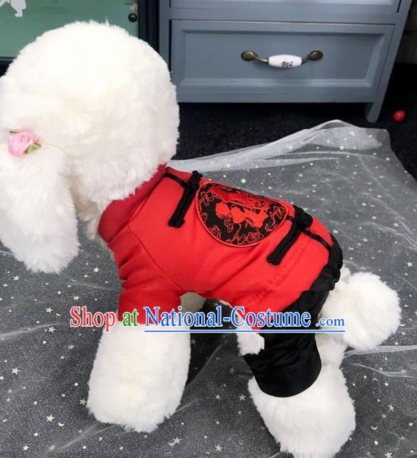 Traditional Asian Chinese Pets Winter Clothing Dog Red Costumes for New Year