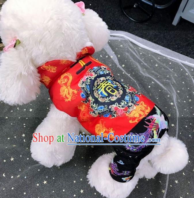 Traditional Asian Chinese Pets Winter Clothing Dog Red Costumes for New Year Spring Festival