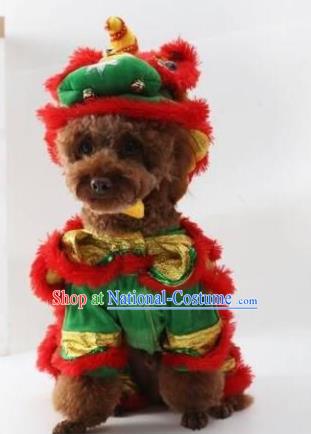 Traditional Asian Chinese Pets Winter Clothing Dog Lion Dance Costumes for New Year Spring Festival