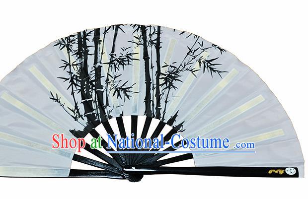 Chinese Handmade Printing Bamboo White Kung Fu Fans Accordion Fan Traditional Decoration Folding Fan