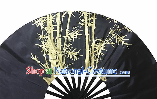 Chinese Handmade Printing Bamboo Black Kung Fu Fans Accordion Fan Traditional Decoration Folding Fan