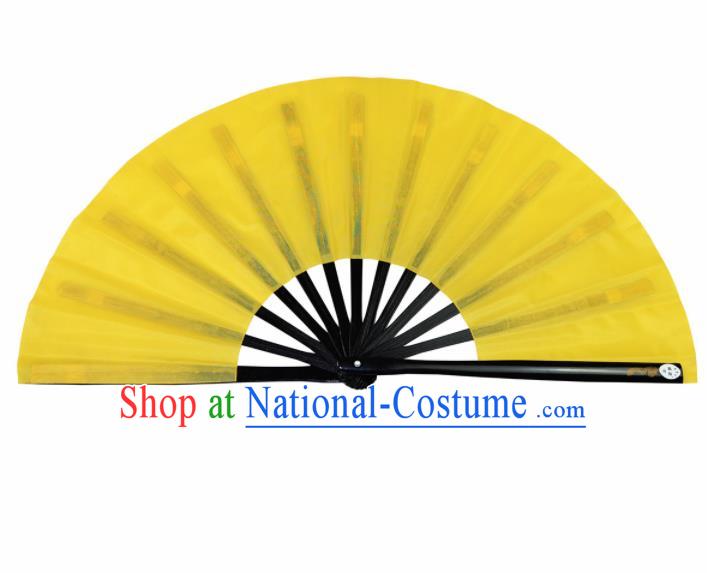 Chinese Handmade Martial Arts Yellow Fans Accordion Fan Traditional Kung Fu Folding Fan