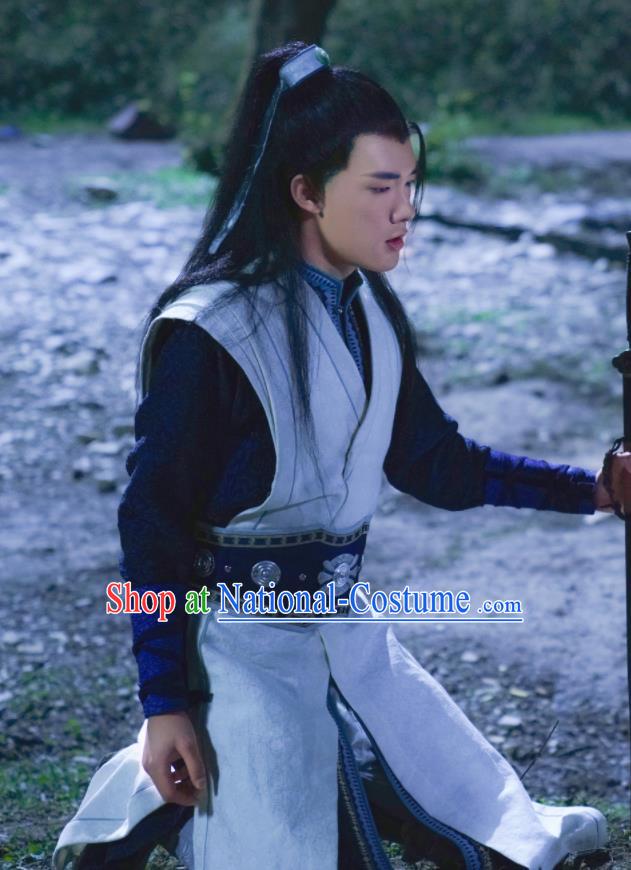 Ancient Chinese Prince Blue Clothing Drama Jia Feng Xu Huang Swordsman Xie Qingyun Costumes for Men