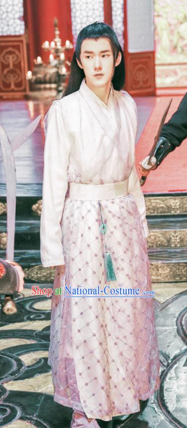 Ancient Chinese Knight Pink Clothing Drama Jia Feng Xu Huang Swordsman Xie Qingyun Costumes for Men