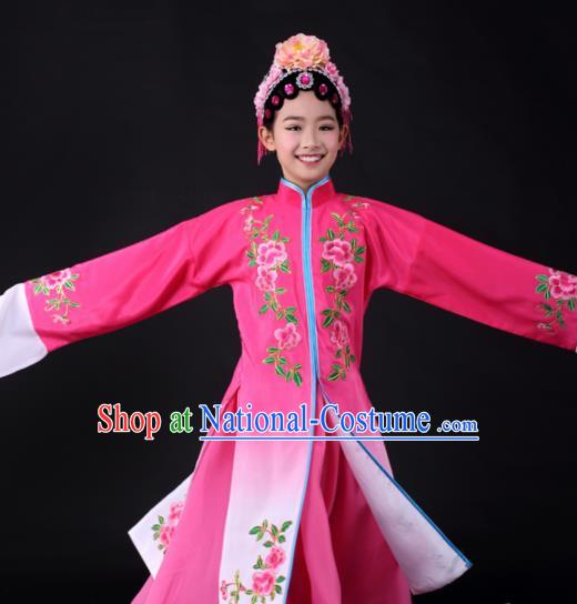 Traditional Chinese Classical Dance Pink Dress Stage Show Water Sleeve Costume for Kids