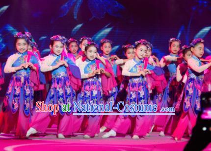 Traditional Chinese Children Classical Dance Xiu Se Dress Stage Show Costume for Kids