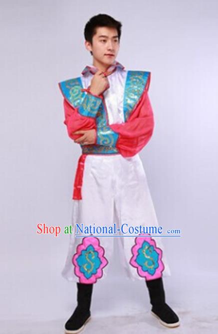 Traditional Chinese Mongol Nationality White Clothing Ethnic Minority Folk Dance Costume for Men