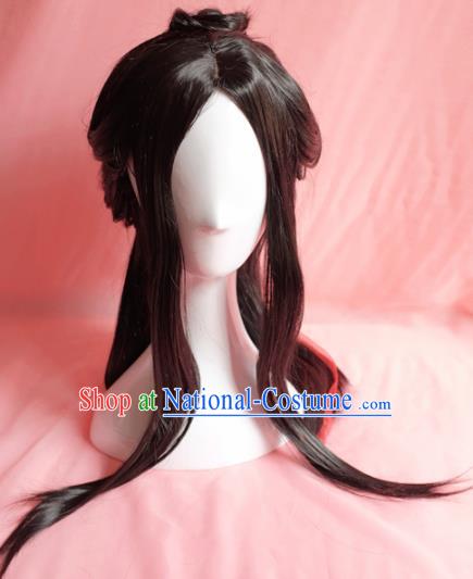 Traditional Chinese Han Dynasty Young Lady Wigs Cosplay Ancient Goddess Female Swordsman Chignon for Women